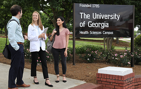 Three students on Health Sciences Campus