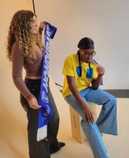 Two students posing in studeio